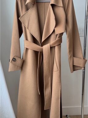 Lamarque Camel Wool Coat with Clean Collar